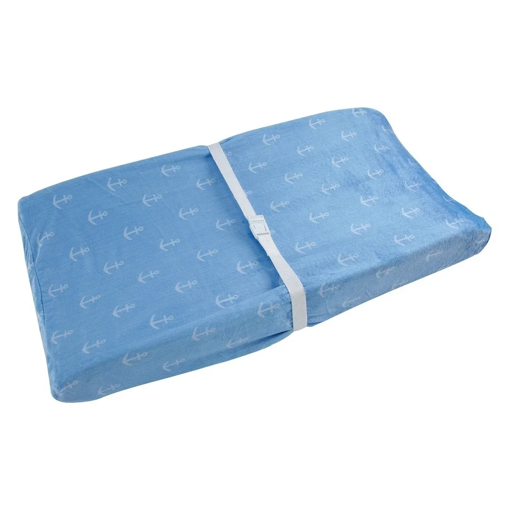 Nautica Kids Brody Contoured Changing Pad Cover Blue with Anchors Nautical‎ NEW